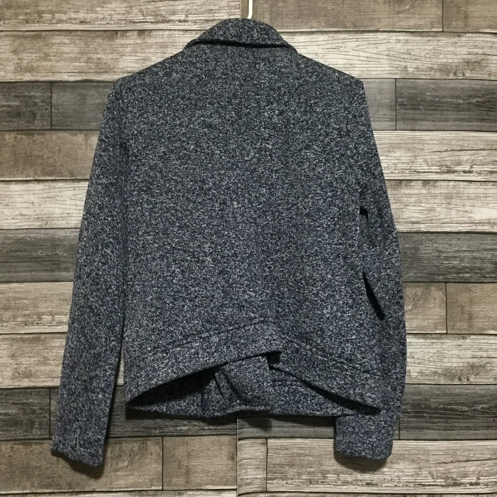 Banana Republic Fleece Jacket Women’s M Heather Navy Blue Asymmetrical Zip. - Picture 4 of 9